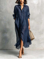 Women's Solid Color Art Casual Stylish Cotton Linen Dress
