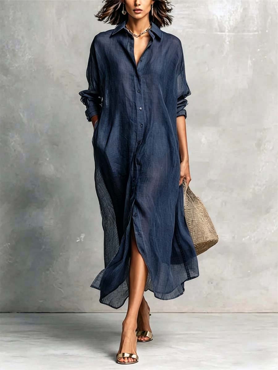 Women's Solid Color Art Casual Stylish Cotton Linen Dress