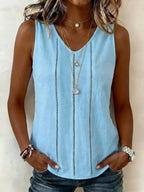 Simple Hollow-out Decorative Cotton And Linen Sleeveless Top