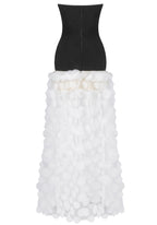 Strapless A Line Maxi Dress Black White