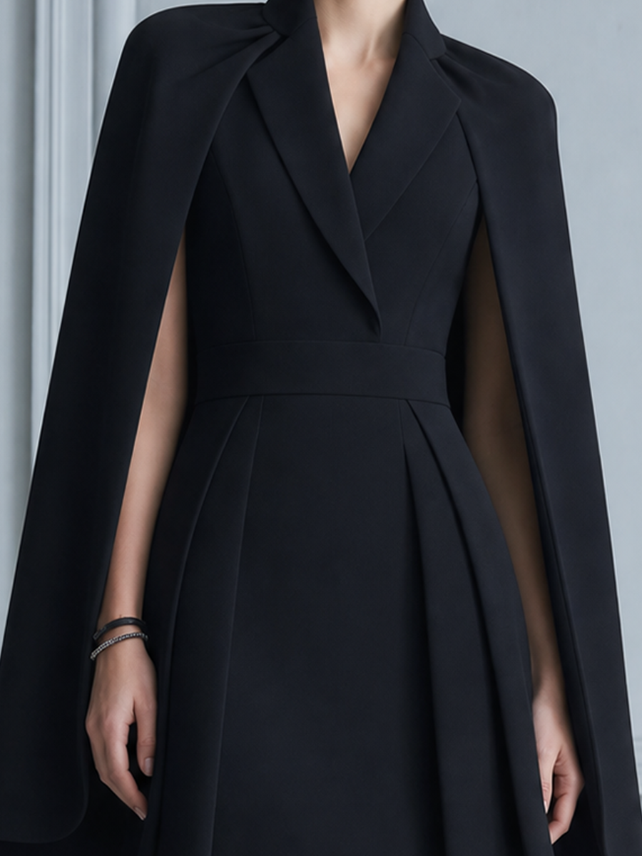 Black Hoco Dress Homecoming Dress Cape Blazer Mini Dress