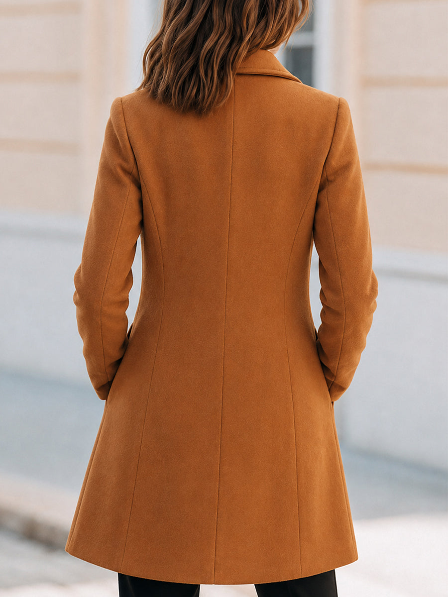 Classic Double-Breasted Mid-Length Wool Blend Coat
