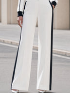 White Black Stripe Zip Up Track Co-Ord Set