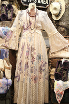Lead Singer Beige Embo Flower Maxi Dress