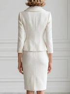 Floral Brooch Peplum Blazer And Pencil Skirt Suit