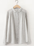 Women's Vintage Simple Linen Blend Long Sleeve Shirt