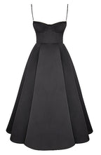Bustier A Line Mesh Detail Midi Dress Black