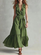 Women's Retro Ruffled Art Casual Stylish Sleeveless Cotton Linen Dress
