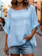 Women's Round Neck Three-quarter Sleeve Casual Loose Top