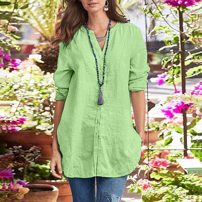 Comfortable And Casual V-Neck Long Sleeved Shirt