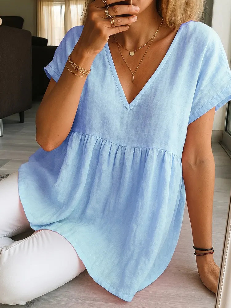 Women's Solid Color Linen T-shirt