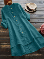 Button Through High Low Hem Shirt Dress