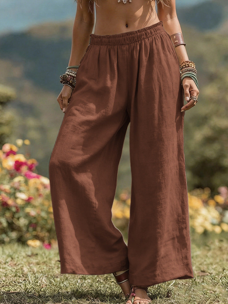 Women's Cotton-Linen Wide-Leg Pants