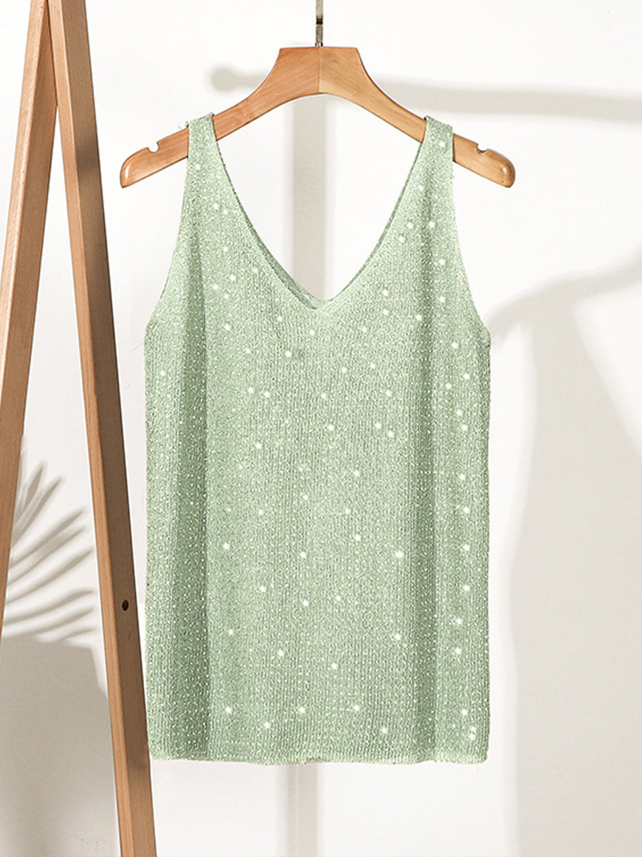 Stylish, Sparkling Rhinestone Knit Vest
