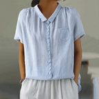 Casual Lapel Button Design Cotton And Linen Shirt