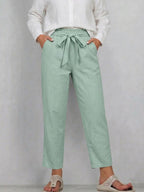 Women's 100% Cotton High-waisted Straight-leg Pants