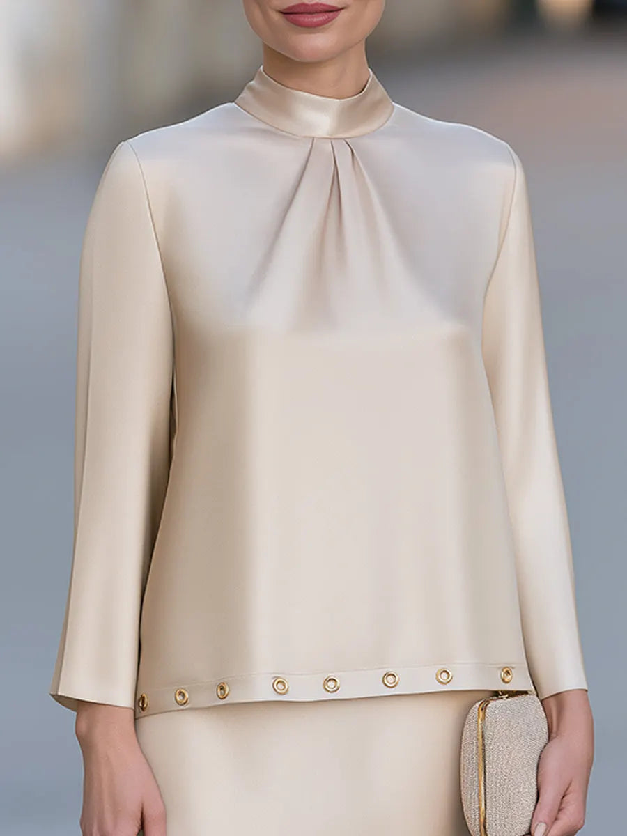 High Neck Long Sleeve Elegant Blouse