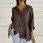 Women's Cotton & Linen Casual Tie-Back Shirt