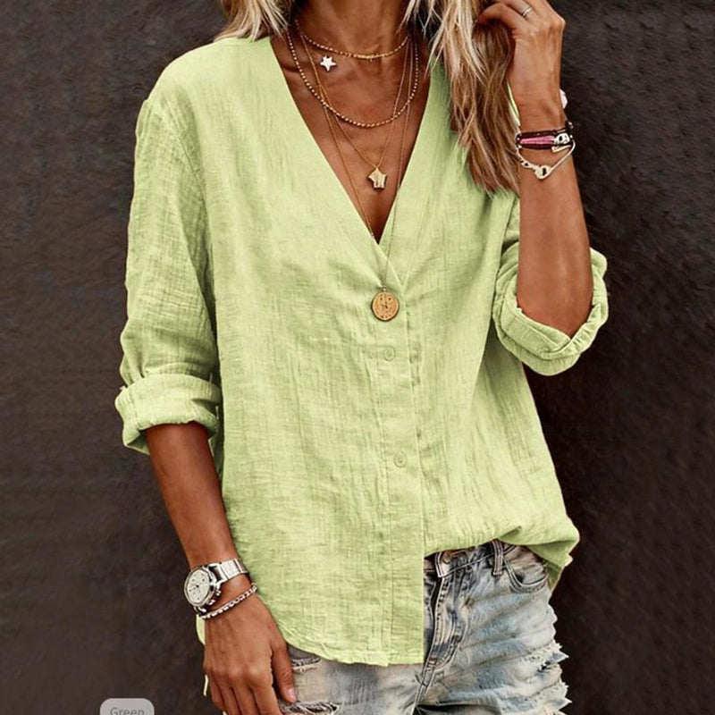 Women's Casual Lace Art Linen Blend Blouse