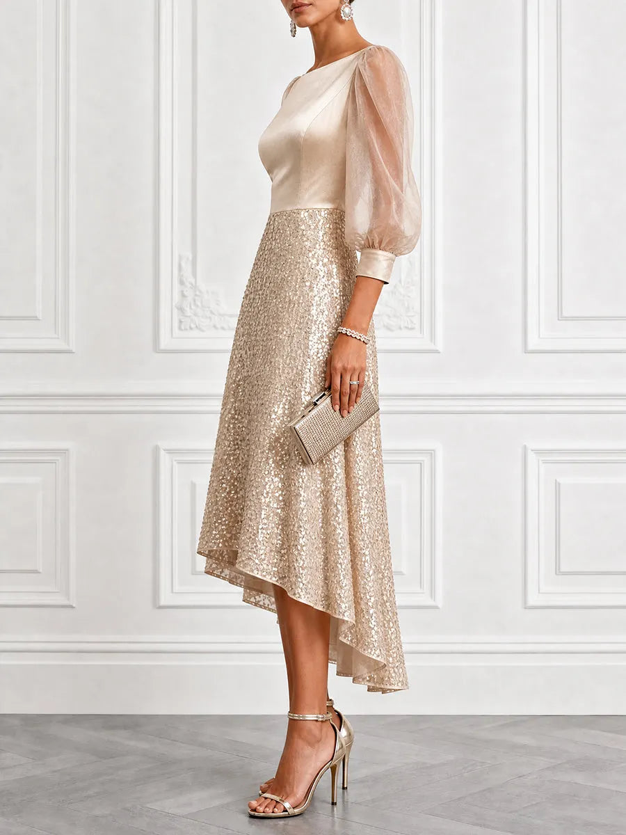 Elegant  Shimmer Sequin High-Low Dress
