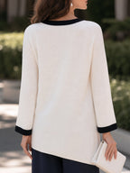 Contrast Stripe Knit Long Sleeve Top