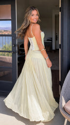 Boho Crystal Embellished Cami Crop Top & Pleated Maxi Skirt Set - Elegant Evening Wear