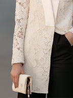 Satin Shawl Collar Floral Lace Blazer