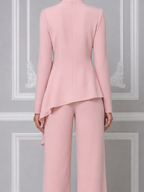 Pink Fall Fashion Ruffle Top & Wide Leg Pants Set