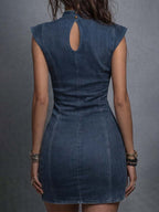 Pure-Cotton Denim Cutout Bodycon Mini Dress