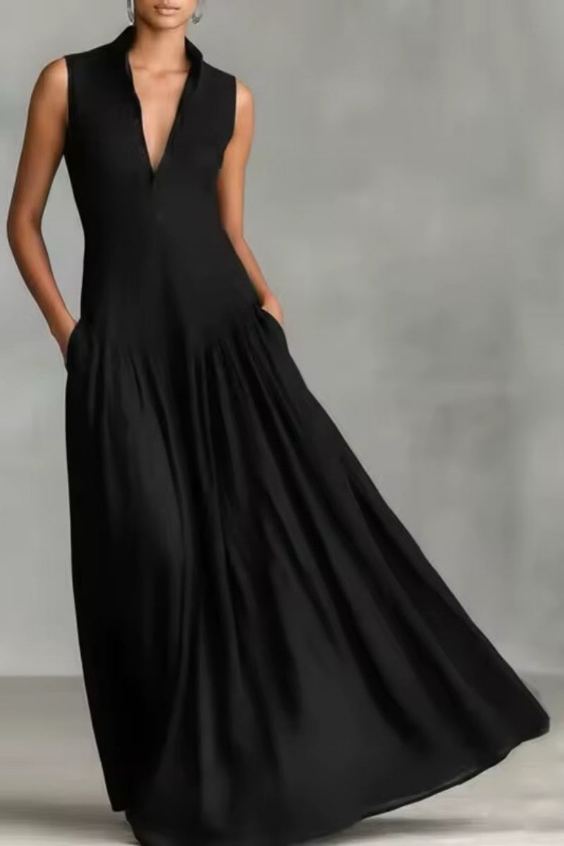 Women's Minimalist   Linen Blend   Sleeveless Maxi Dress