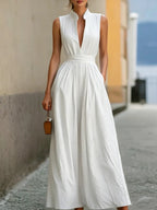 Women's Elegant V-neck Sleeveless Long Dress