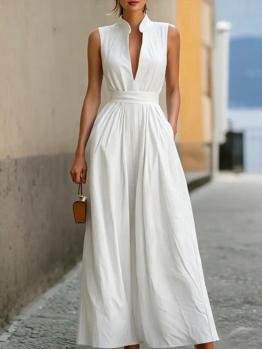 Women's Elegant V-neck Sleeveless Long Dress