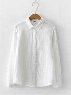 Women's Simple Solid Color Linen Blend Classic Shirt