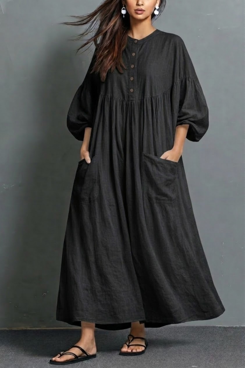Casual Linen And Cotton Dress