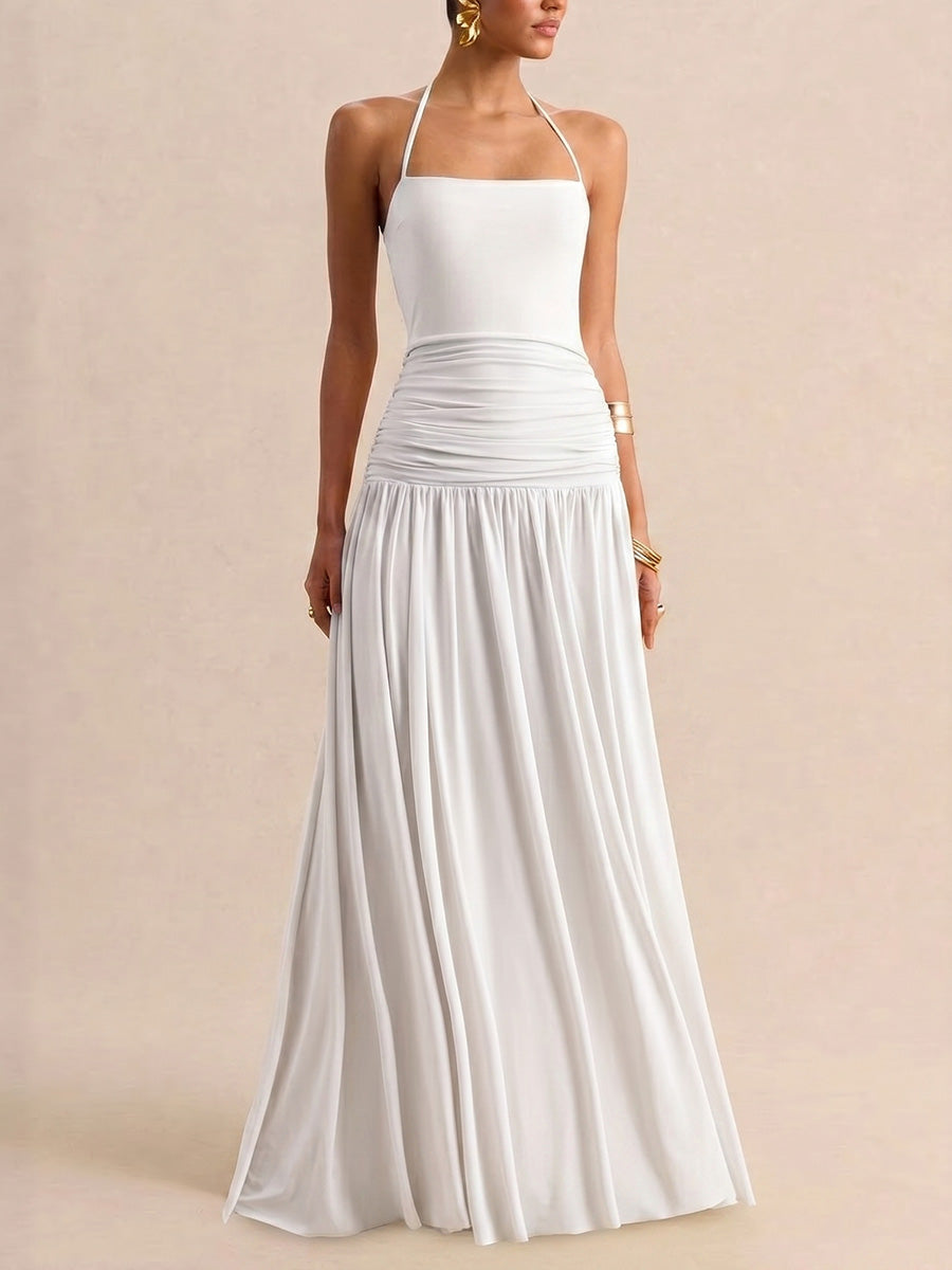 Women's Halter-neck Ruched Slip Dress