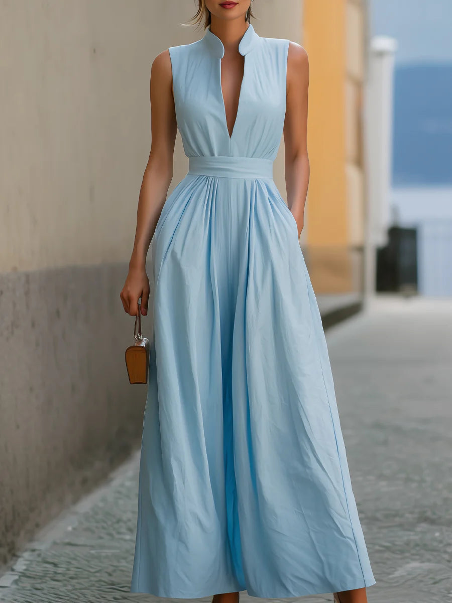 Women's Elegant V-neck Sleeveless Long Dress