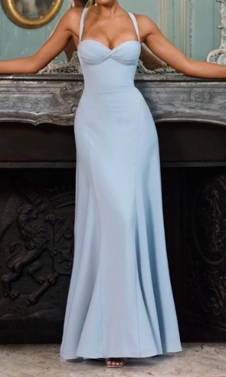Chiffon Sweetheart Neck Adjustable Straps Back Lace-up Maxi Dress