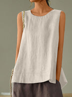 Women's Solid Color Loose Elegant Casual Cotton Linen Tank Top