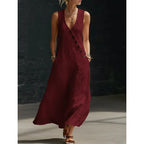 📢📢30% OFF !!!⏰Women's Sleeveless V-Neck Maxi Dress with Pockets