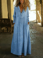 Cozy Loose-fitting Denim Dress