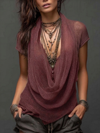 Sexy & Casual Boho Cowl-neck Knit Two-piece Set