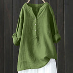 Vintage Button Cotton Linen V Neck Comfy Shirt