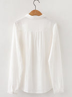 Women's Vintage Simple Linen Blend Long Sleeve Shirt