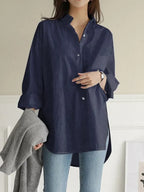 Solid Color Long Sleeve Loose Casual Shirt