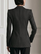 Floral Print Pinstripe Tailored Blazer