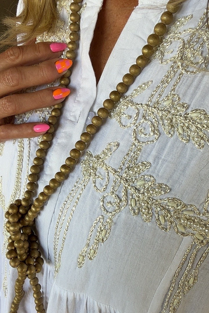 Gilded Shoreline Maxi Dress