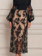Black Lace Dress Fall Wedding Guest Dress Off Shoulder Tulle Midi Dress