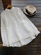Cotton And Linen Lace Long-Sleeved Shirt