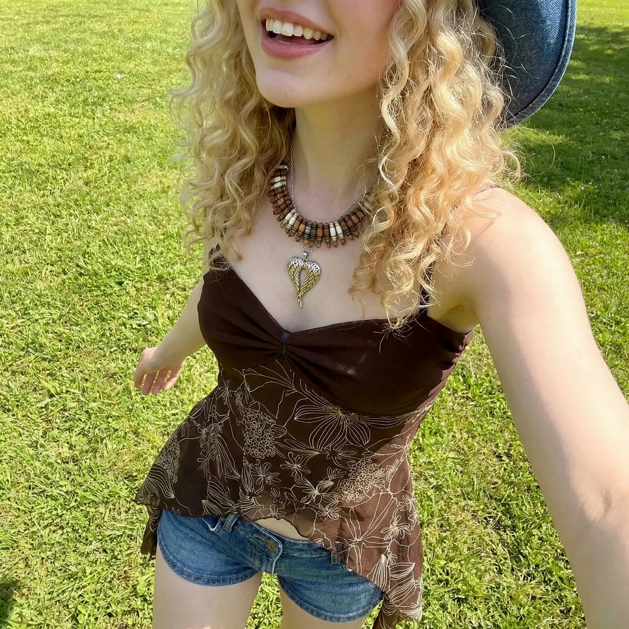 Women's Western Retro Camisole Vest With Irregular Hem, Sheer Print, Sexy Y2K Top