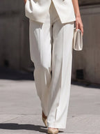 Asymmetrical Sleeveless Blazer Vest & High-Waisted Wide-Leg Trousers Two-Piece Suit